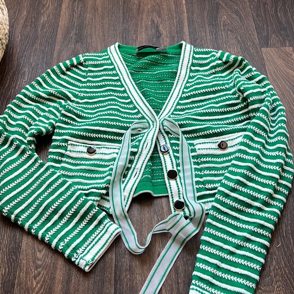 SELF-PORTRAIT Stripped cotton-blend cardigan - Picture 2 of 6